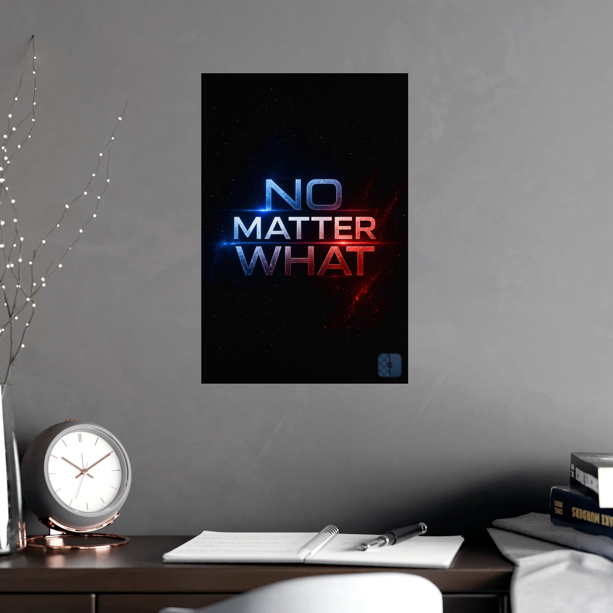No Matter What Matte Poster — Motivational Space Typography Wall Art