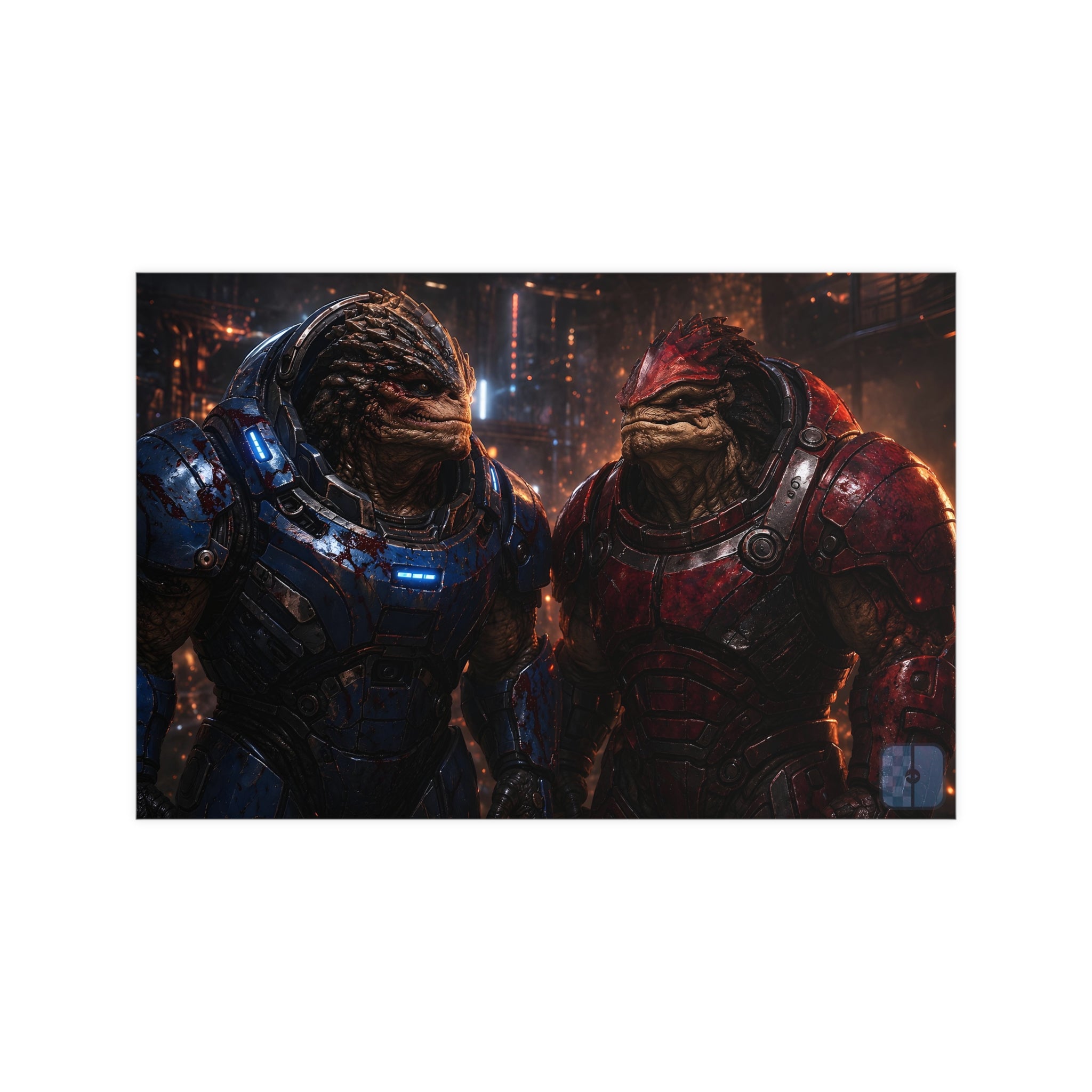 Clash of the Titans — Krogan Warriors Fan Art Matte Poster | Mass Effect Wall Art