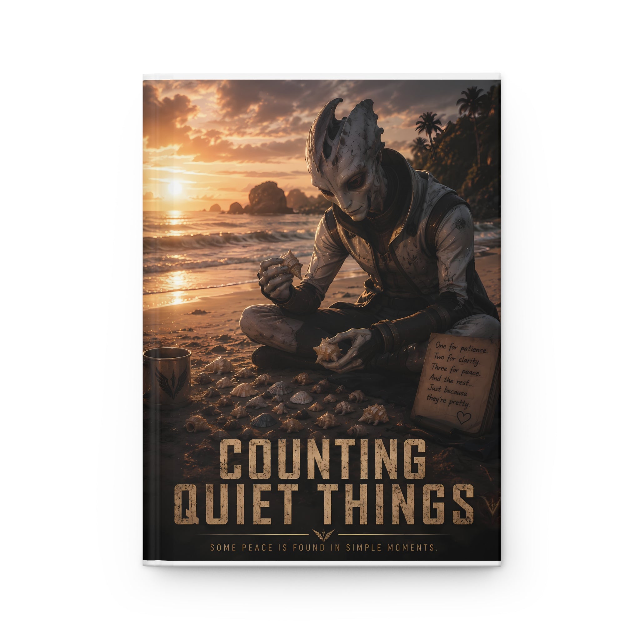 Counting Quiet Things Hardcover Journal — Fantasy Alien Beach Scene Notebook