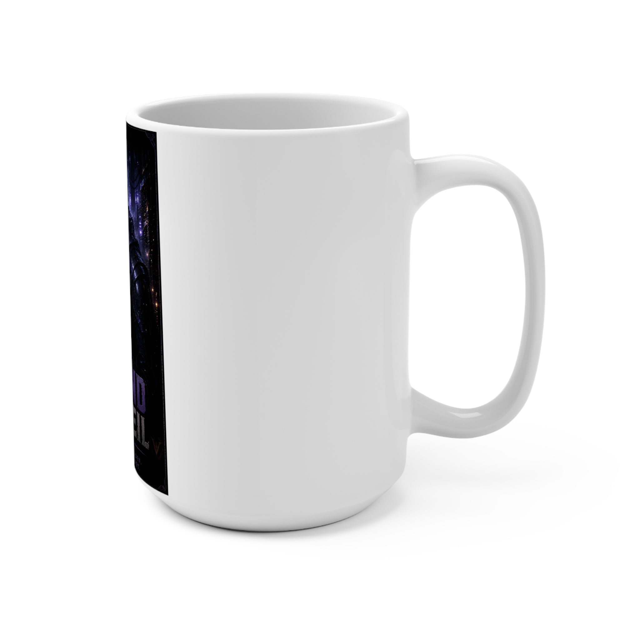 Behind the Veil 15oz Ceramic Mug — Dark Cyber Hooded Design