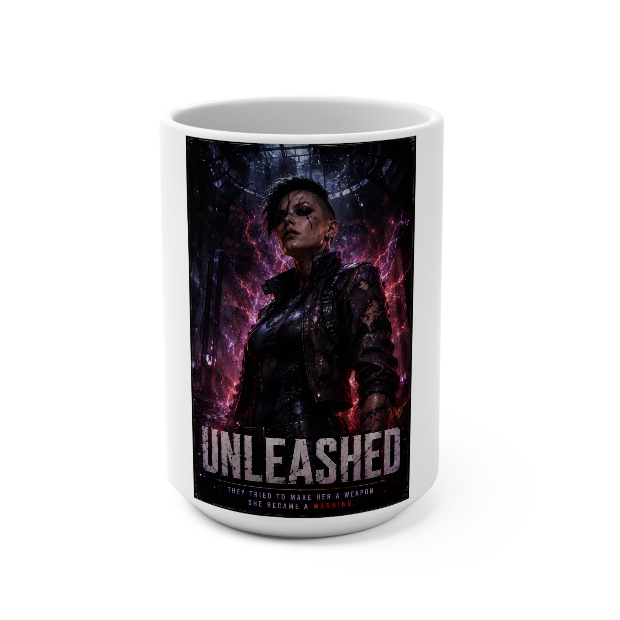 Unleashed Cyberpunk Character 15oz Mug — Bold Sci‑Fi Coffee Cup