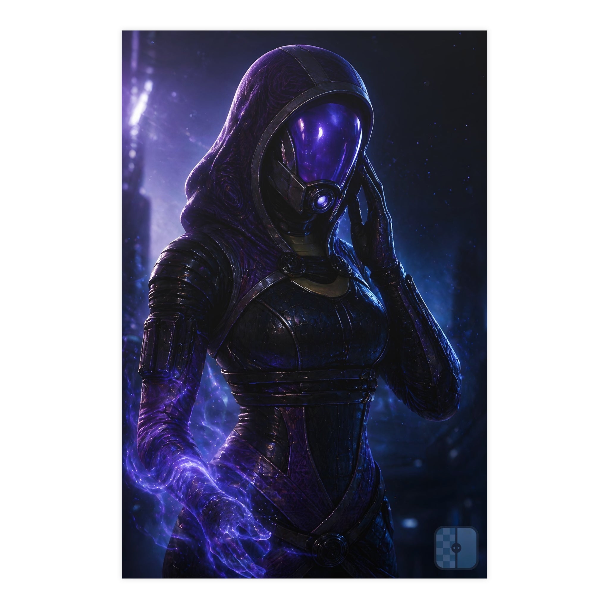 Behind the Mask — Tali'Zorah Fan Art Matte Poster | Sci-Fi Wall Art