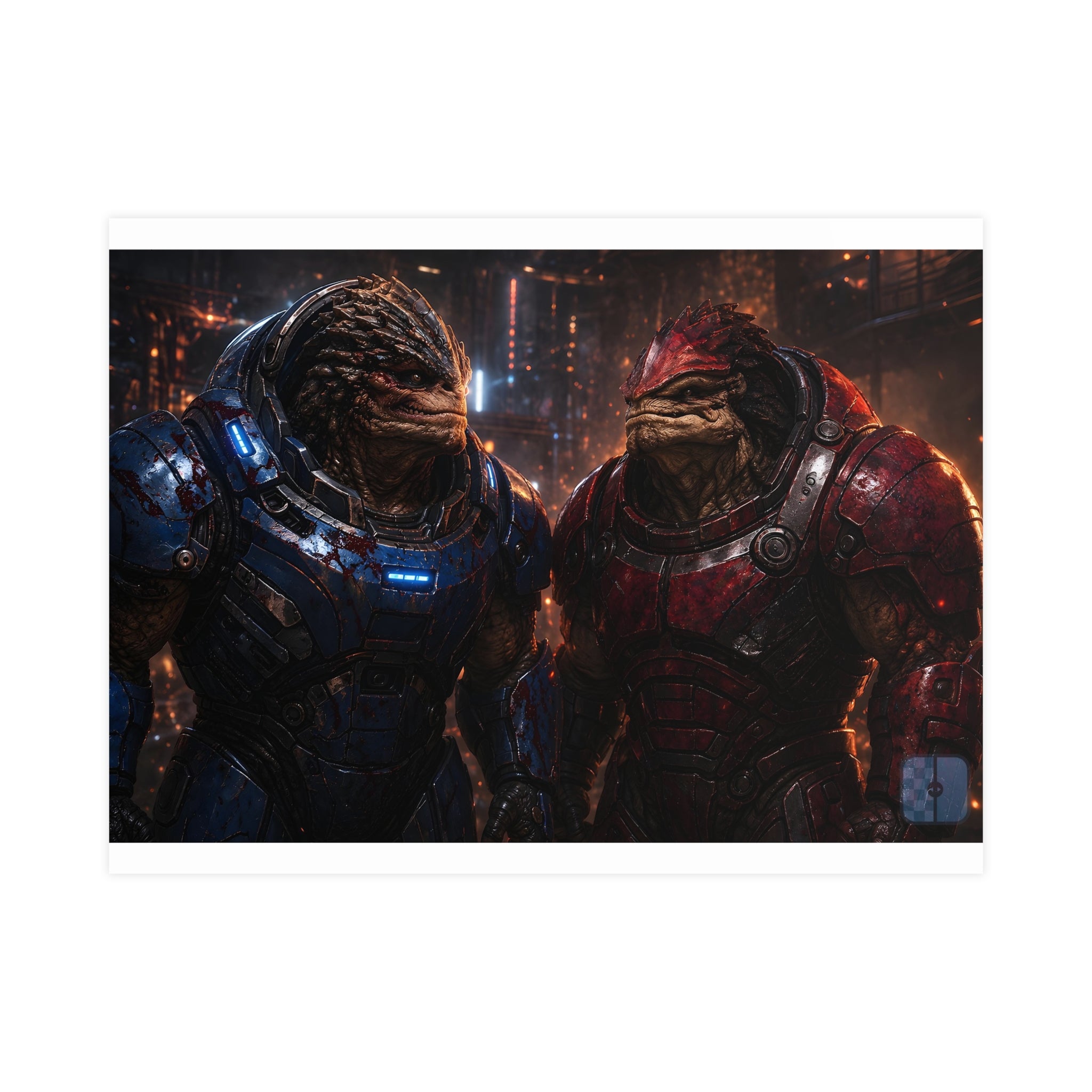 Clash of the Titans — Krogan Warriors Fan Art Matte Poster | Mass Effect Wall Art
