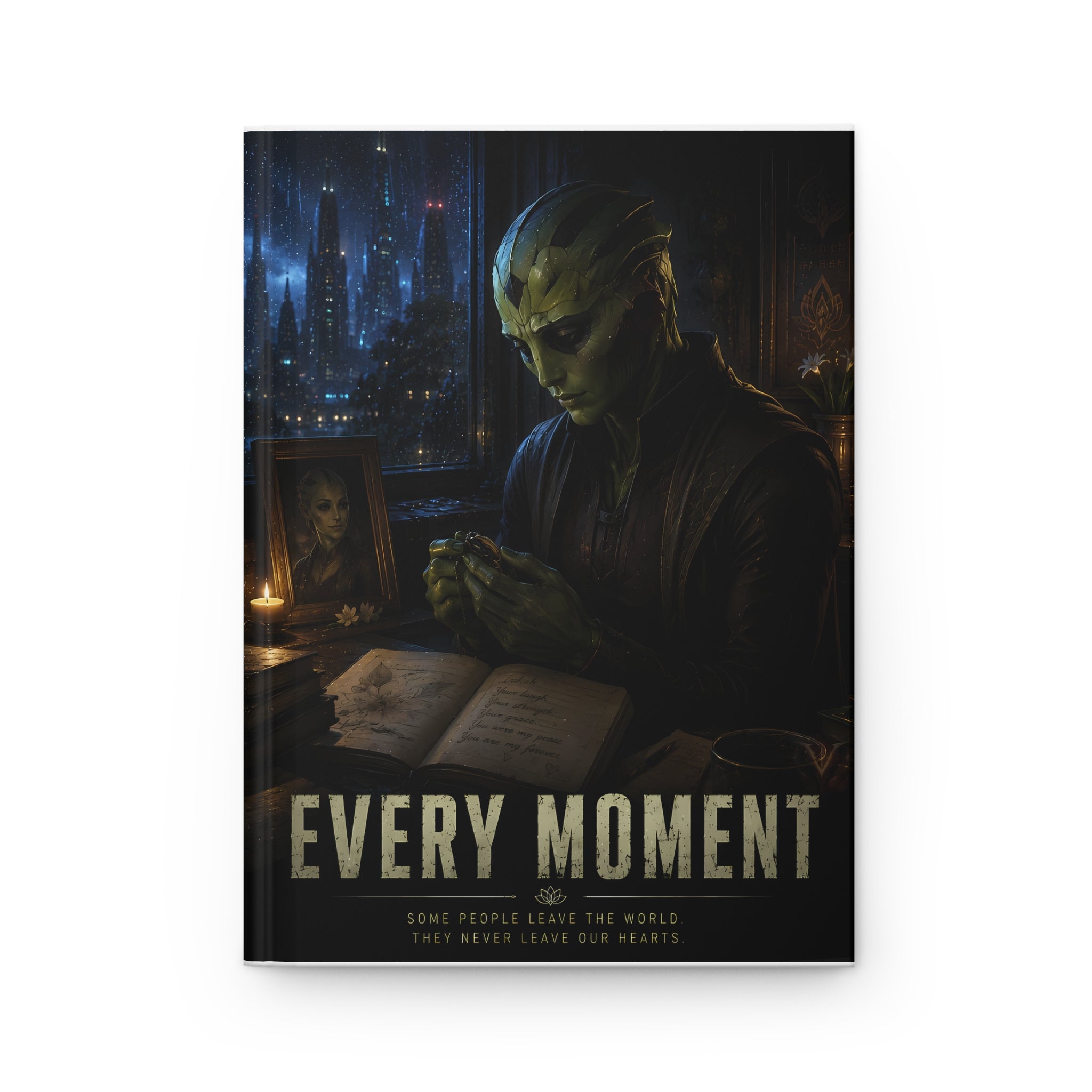 Every Moment Hardcover Journal — Sci‑Fi Alien Mourning Desktop Notebook